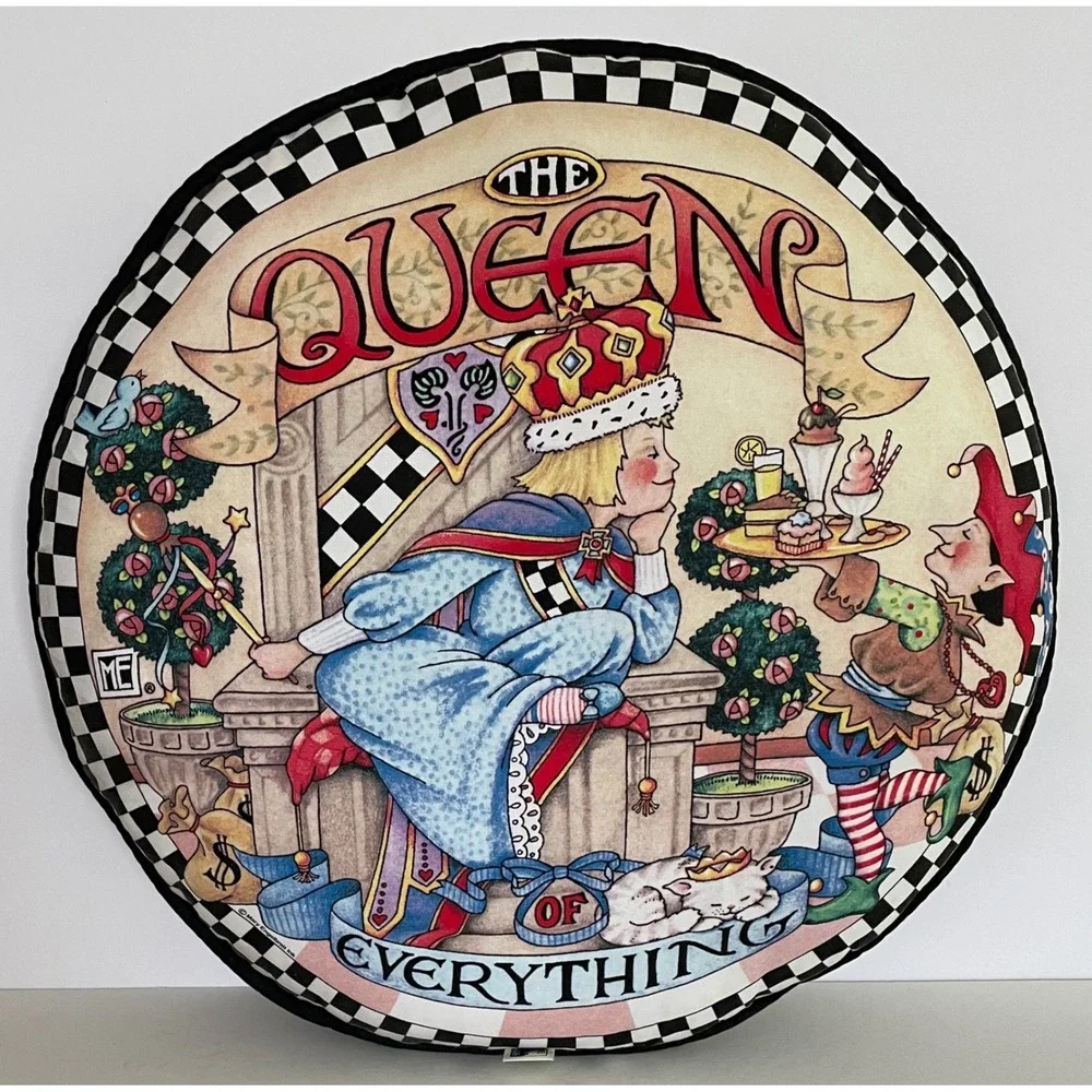 Mary Engelbreit Queen of Everything Round Decorative Accent Pillow Home Works